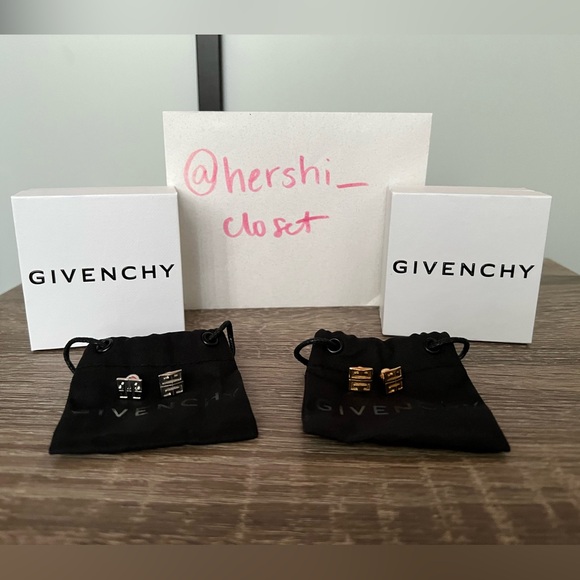 Authentic Givenchy 4G Stud Earrings Silver Gold Toned - Picture 6 of 12